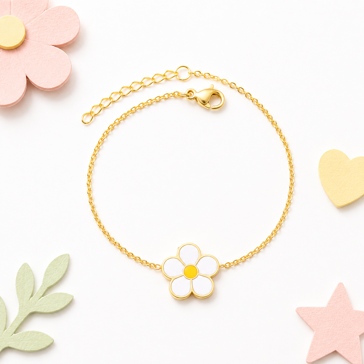 White Flower 18K gold bracelet for kids – skin safe kids jewellery by Twisty Locks