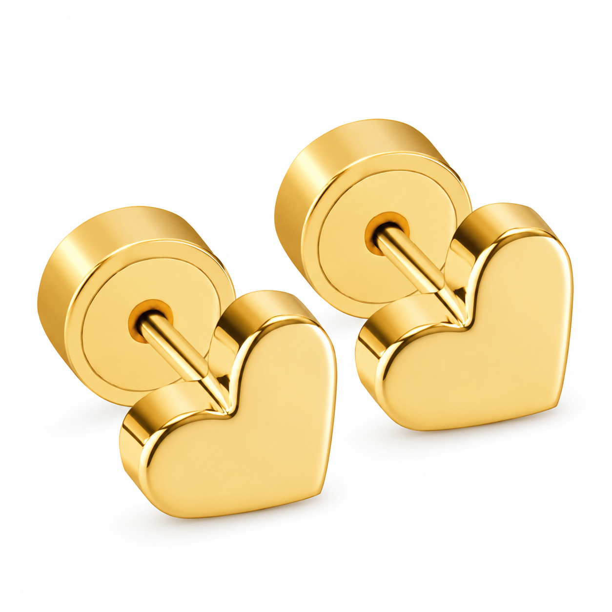 Hearts 18K gold earrings – AI product render on white by Twisty Locks