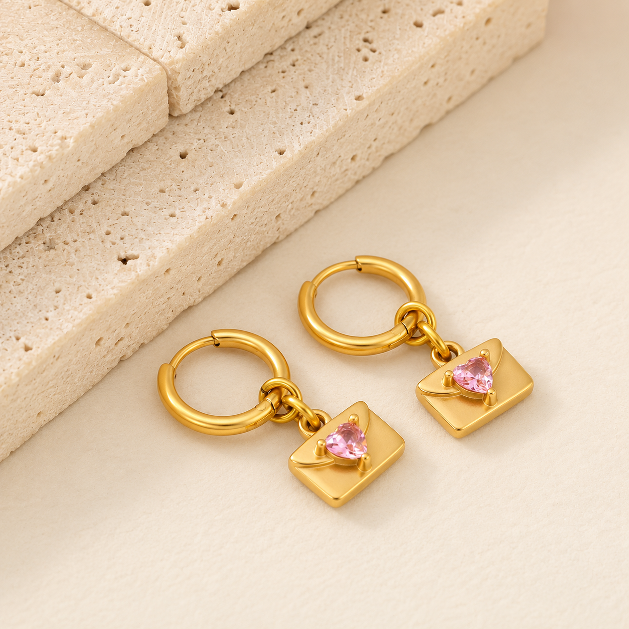 Heart Envelope 18K Gold-Plated Earrings