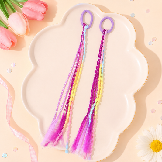 Colourful Extension Hair Ties for girls – bright pop of colour set of 2 by Twisty Locks