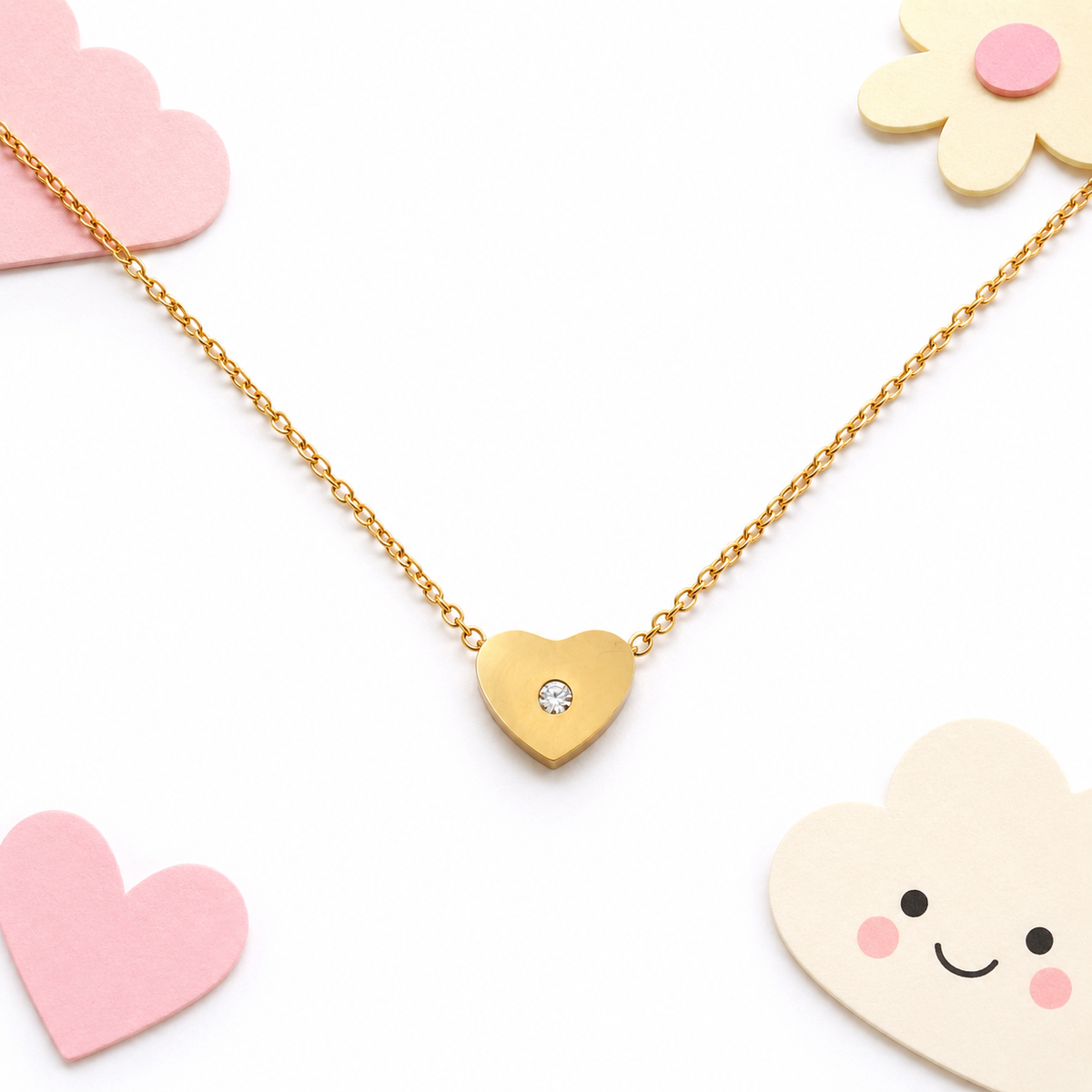 Sparkle Heart 18K gold necklace for kids – sparkling heart gift by Twisty Locks