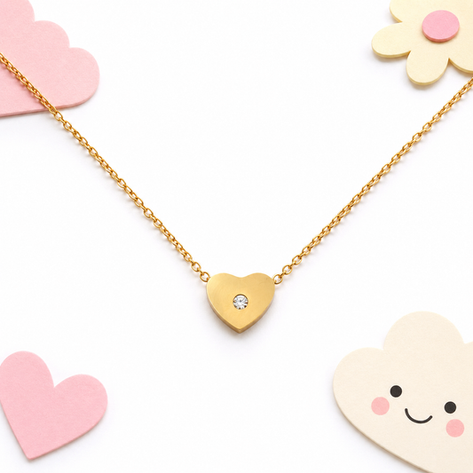 Sparkle Heart 18K gold necklace for kids – sparkling heart gift by Twisty Locks