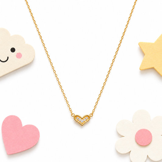 Sparkling Heart 18K gold necklace for kids – romantic heart gift by Twisty Locks