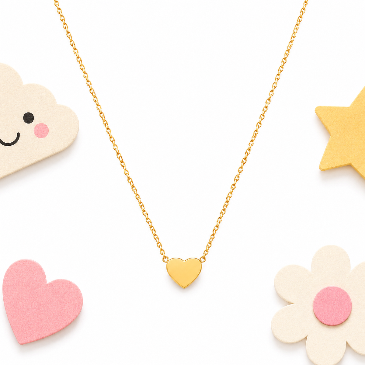 Gold Heart 18K gold necklace for kids – sweet heart gift by Twisty Locks