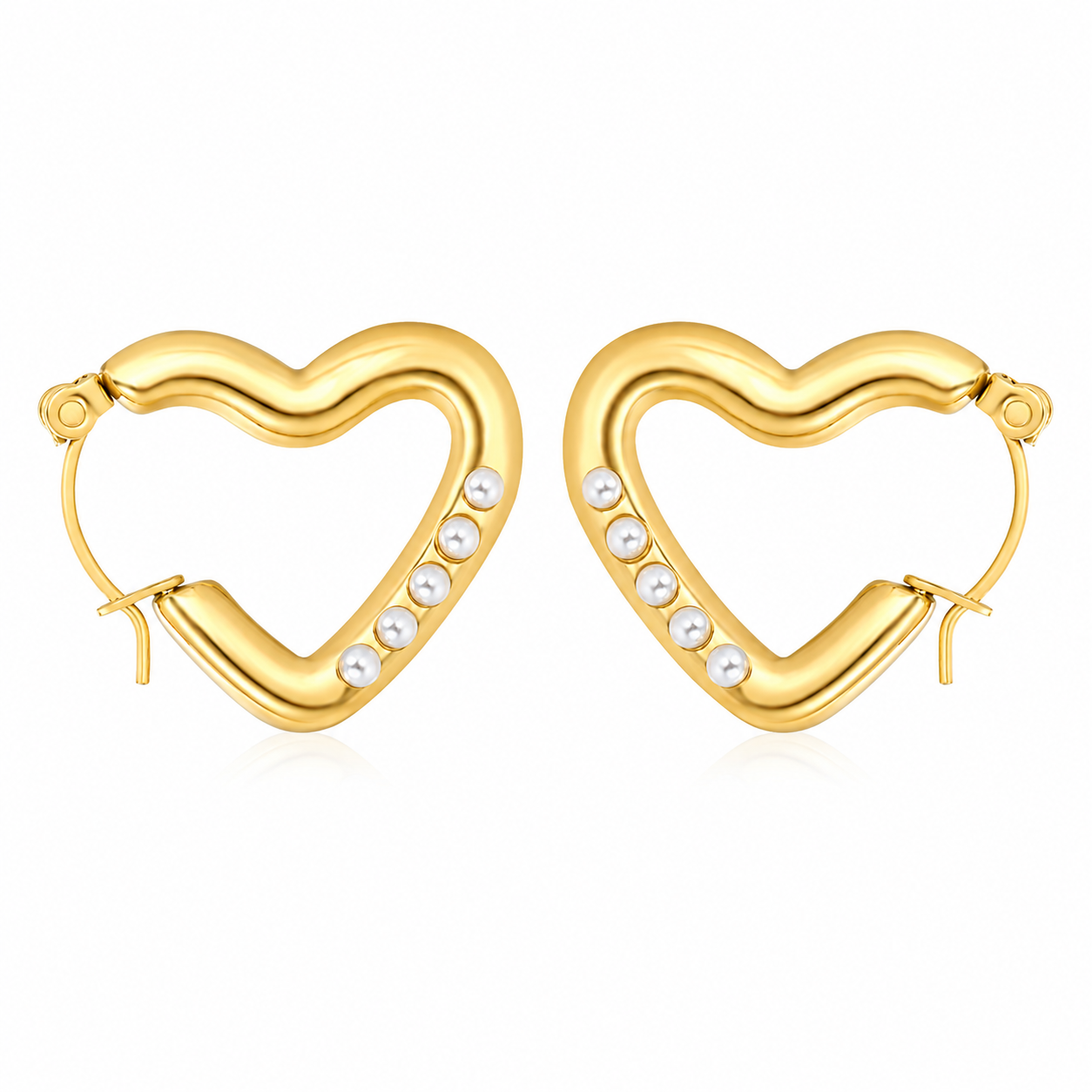 Heart Hoop Pearl 18K gold-plated earrings for women – romantic chunky hoop by Twisty Locks