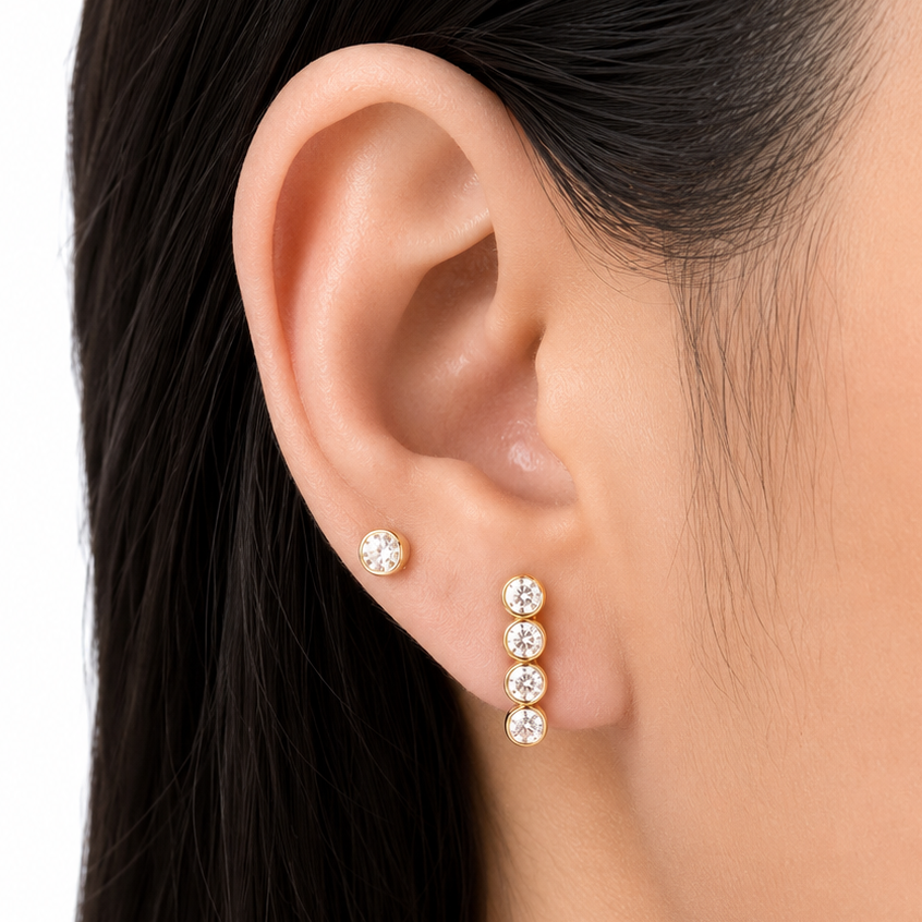 Crystal Bar 18K Gold-Plated Jewellery Set (3 Pcs)