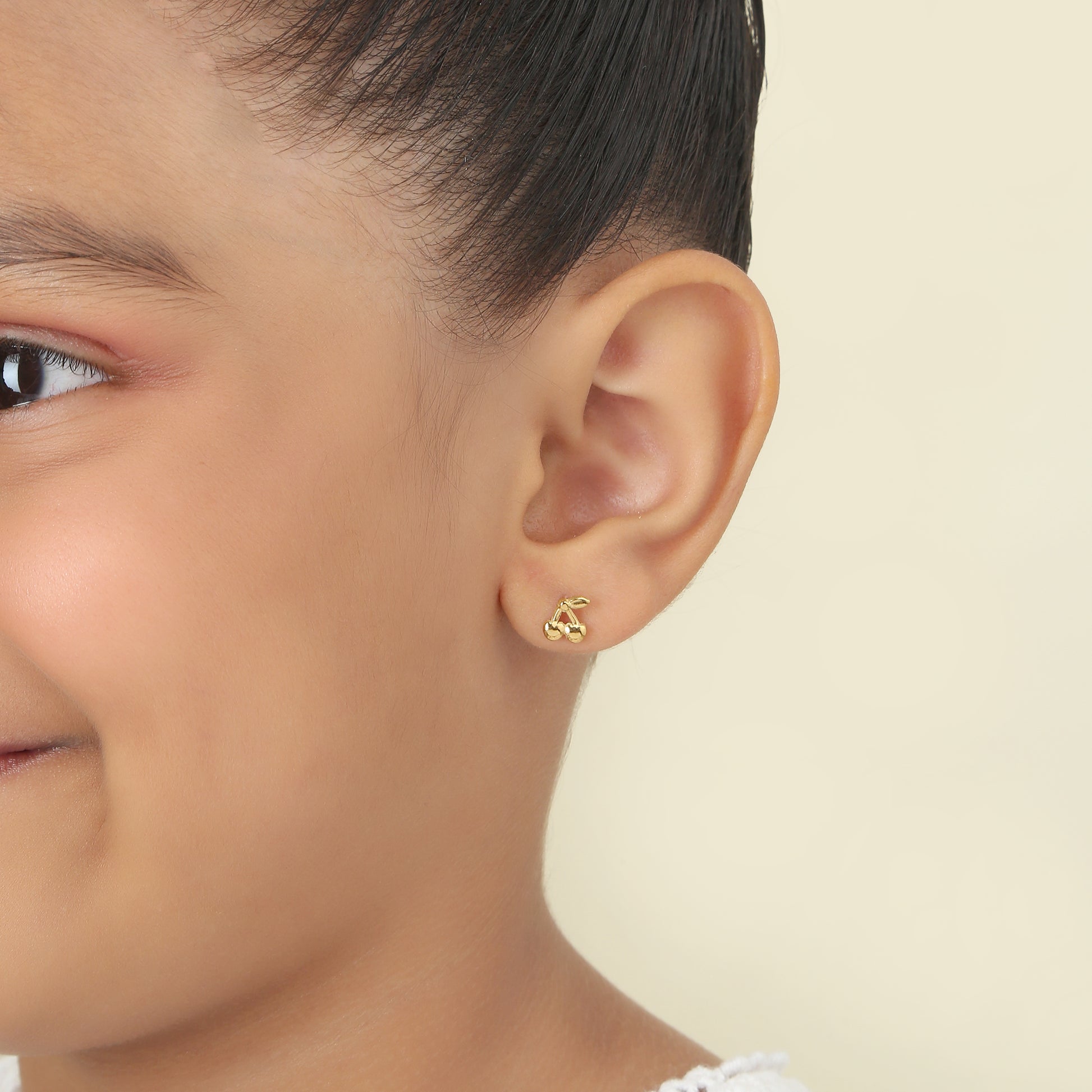 Cute Cherry 18K Gold Plated Children's Earrings - Twisty Locks  - Kids and Women Hair Accessories, Fashion Clothing and Jewellery India