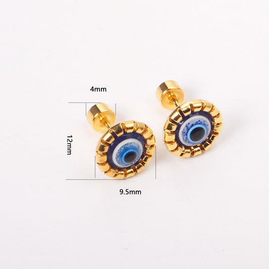 Cute Evil Eye 18K Gold Plated Children's Earrings - Twisty Locks  - Kids and Women Hair Accessories, Fashion Clothing and Jewellery India