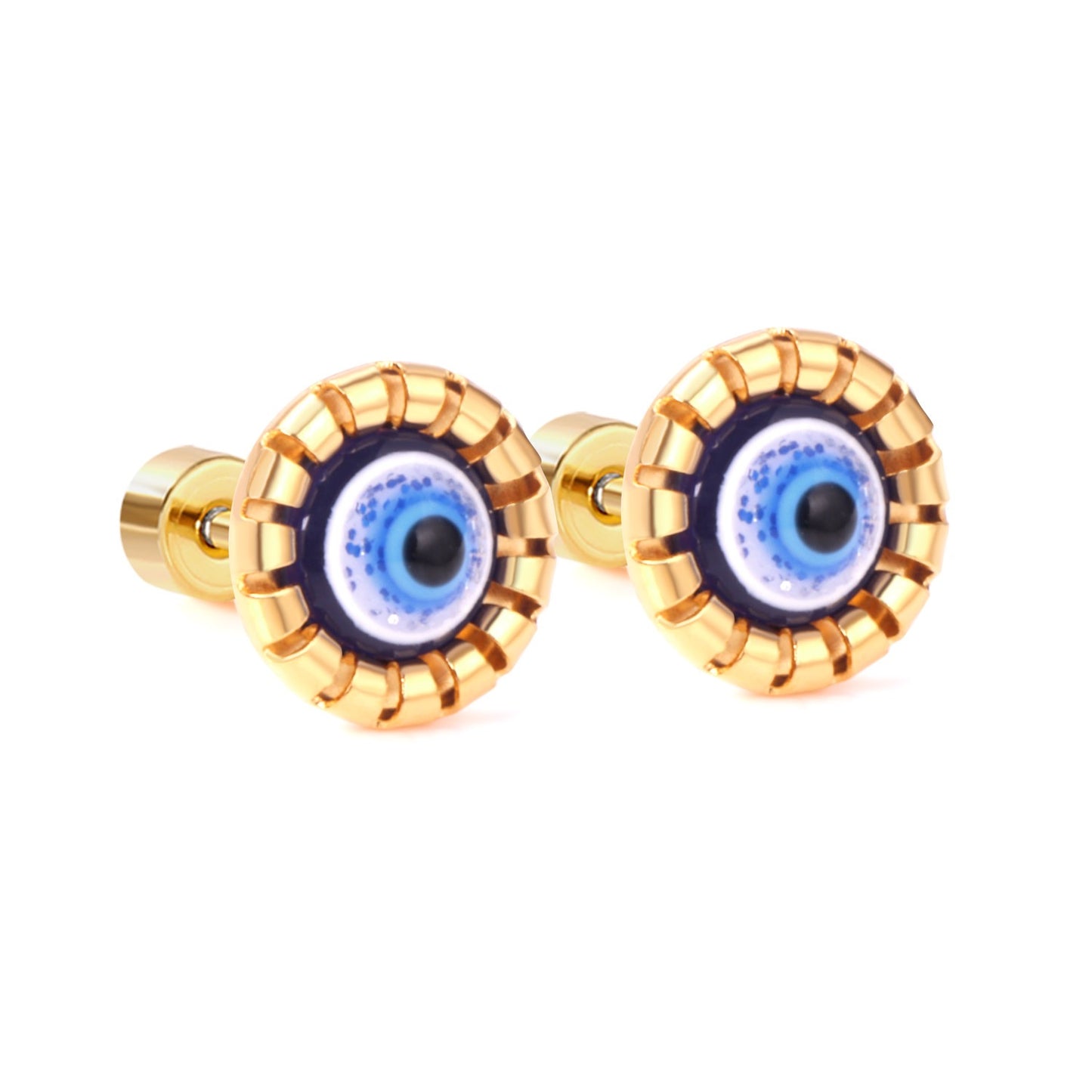 Cute Evil Eye 18K Gold Plated Children's Earrings - Twisty Locks  - Kids and Women Hair Accessories, Fashion Clothing and Jewellery India