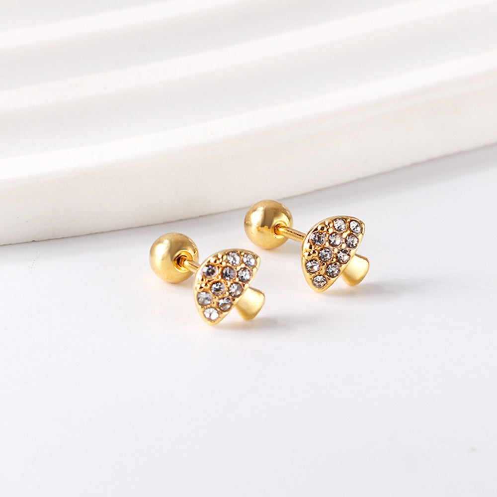 Cute Mushroom 18K Gold Plated Children's Earrings - Twisty Locks  - Kids and Women Hair Accessories, Fashion Clothing and Jewellery India