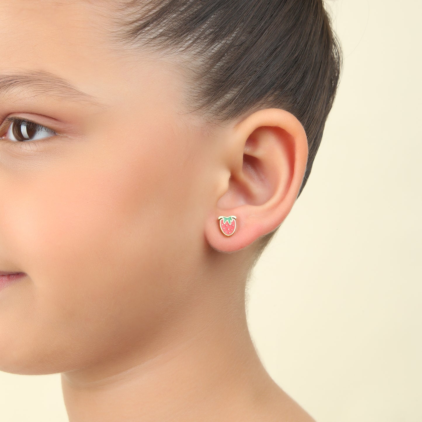 Cute Strawberry 18K Gold Plated Children's Earrings - Twisty Locks  - Kids and Women Hair Accessories, Fashion Clothing and Jewellery India