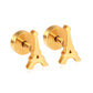 Eiffel Tower gold earrings – main product shot on white by Twisty Locks
