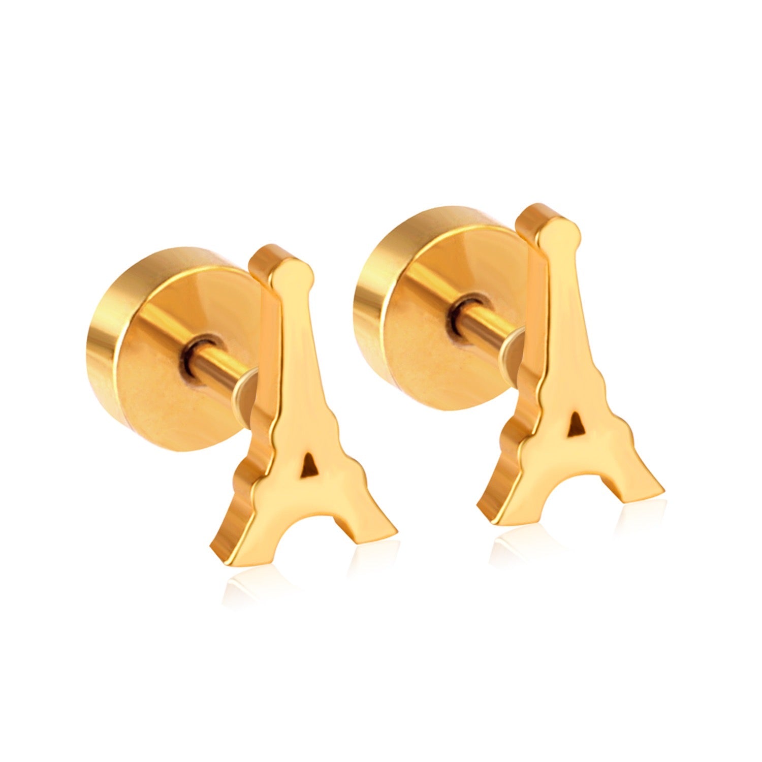 Eiffel Tower gold earrings – main product shot on white by Twisty Locks
