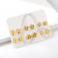 Floral Sparkle 18K Gold Plated Children's Earrings Set of 6 - Twisty Locks  - Kids and Women Hair Accessories, Fashion Clothing and Jewellery India