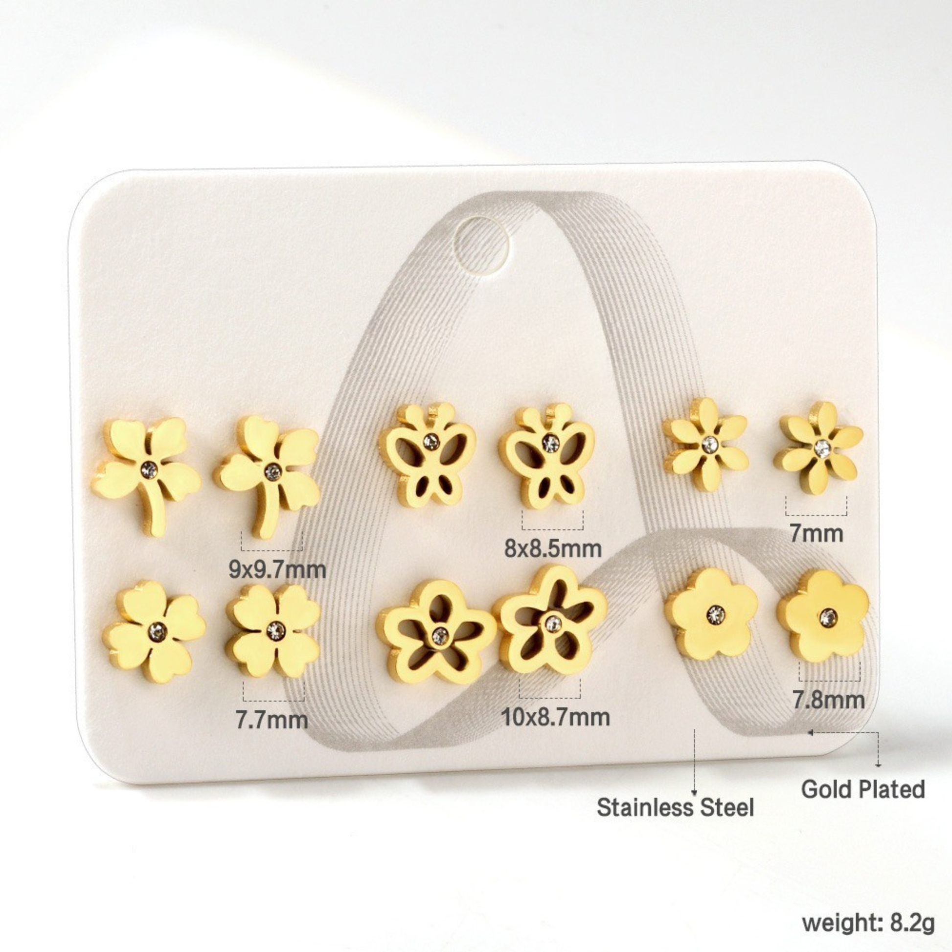 Floral Sparkle 18K Gold Plated Children's Earrings Set of 6 - Twisty Locks  - Kids and Women Hair Accessories, Fashion Clothing and Jewellery India