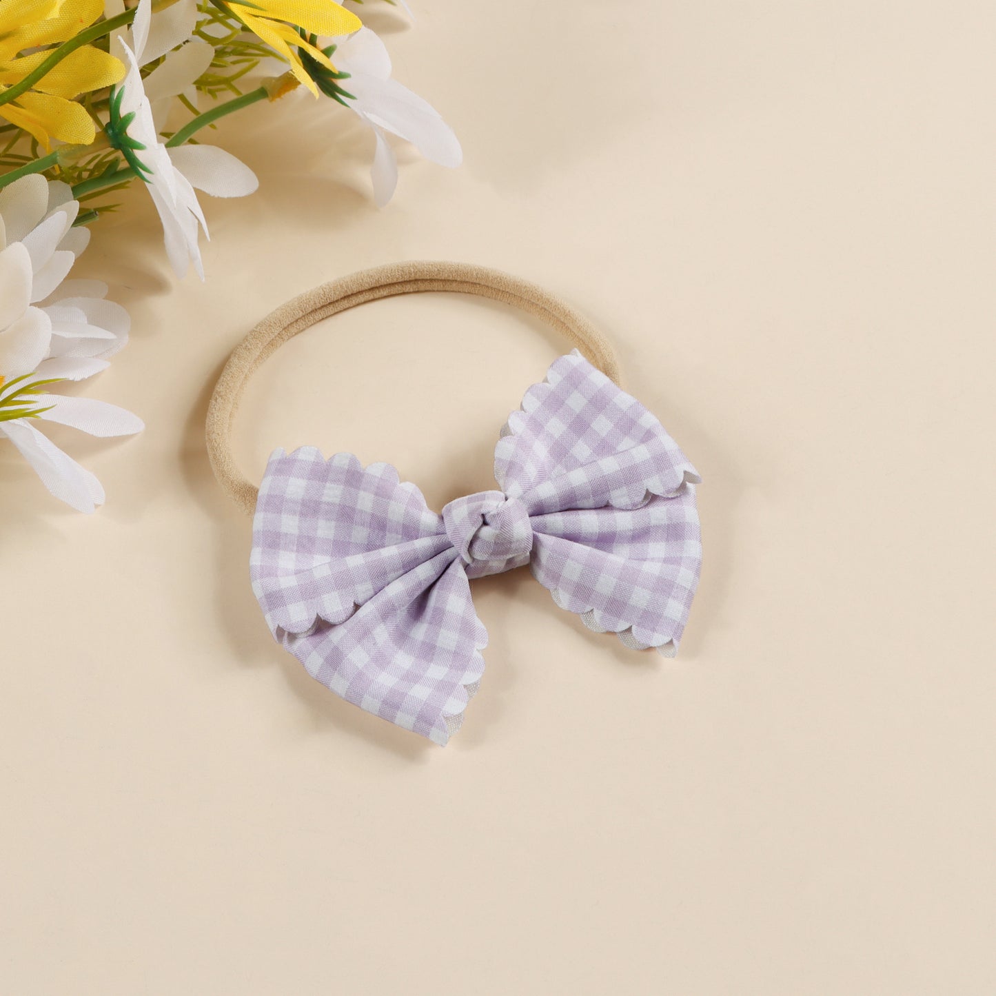 Gingham Bow Baby Yellow Headband – Soft & Sweet - Twisty Locks  - Kids and Women Hair Accessories, Fashion Clothing and Jewellery India
