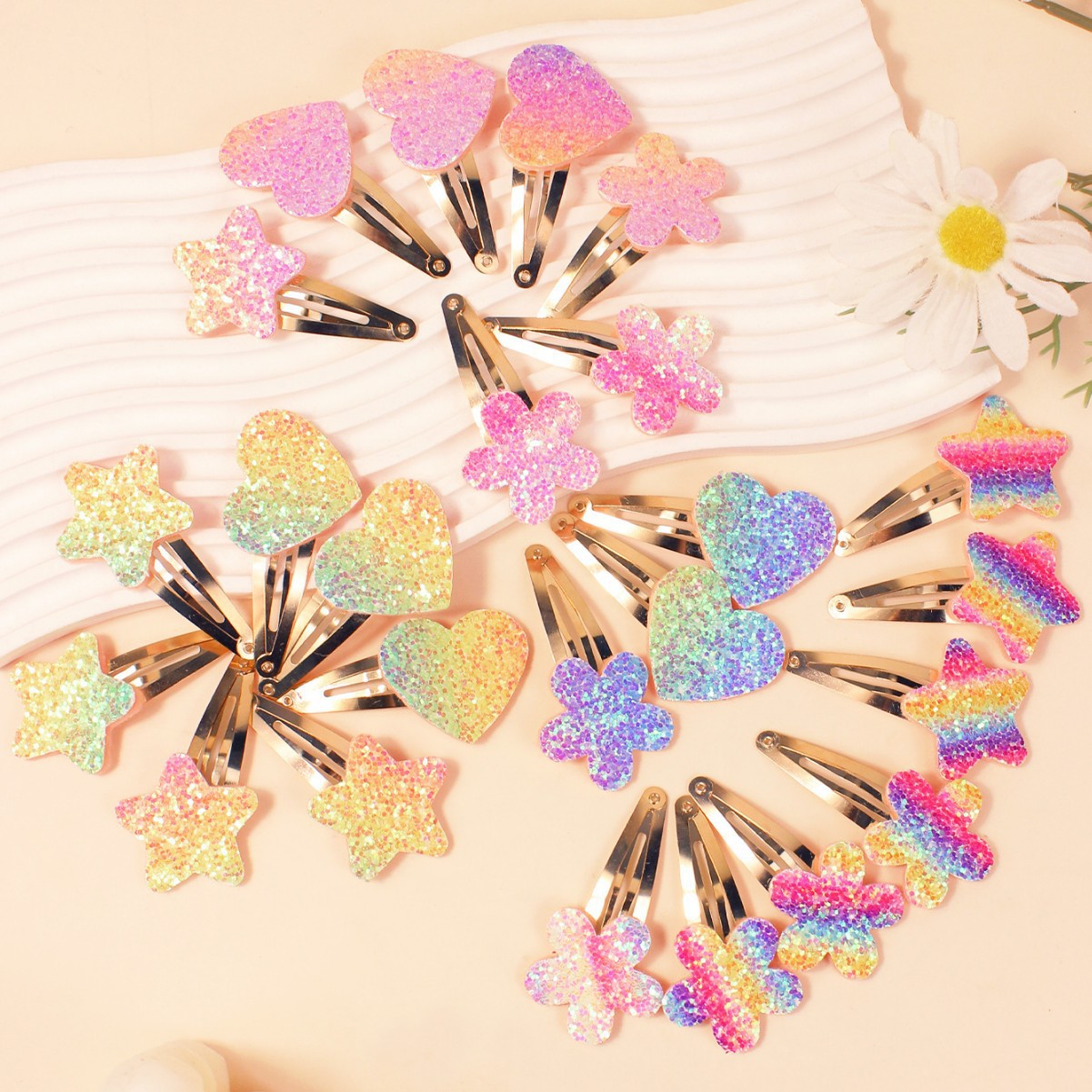 Glitter Sparkle Tic Tac Snap Pins - Set of 6 - Twisty Locks  - Kids and Women Hair Accessories, Fashion Clothing and Jewellery India