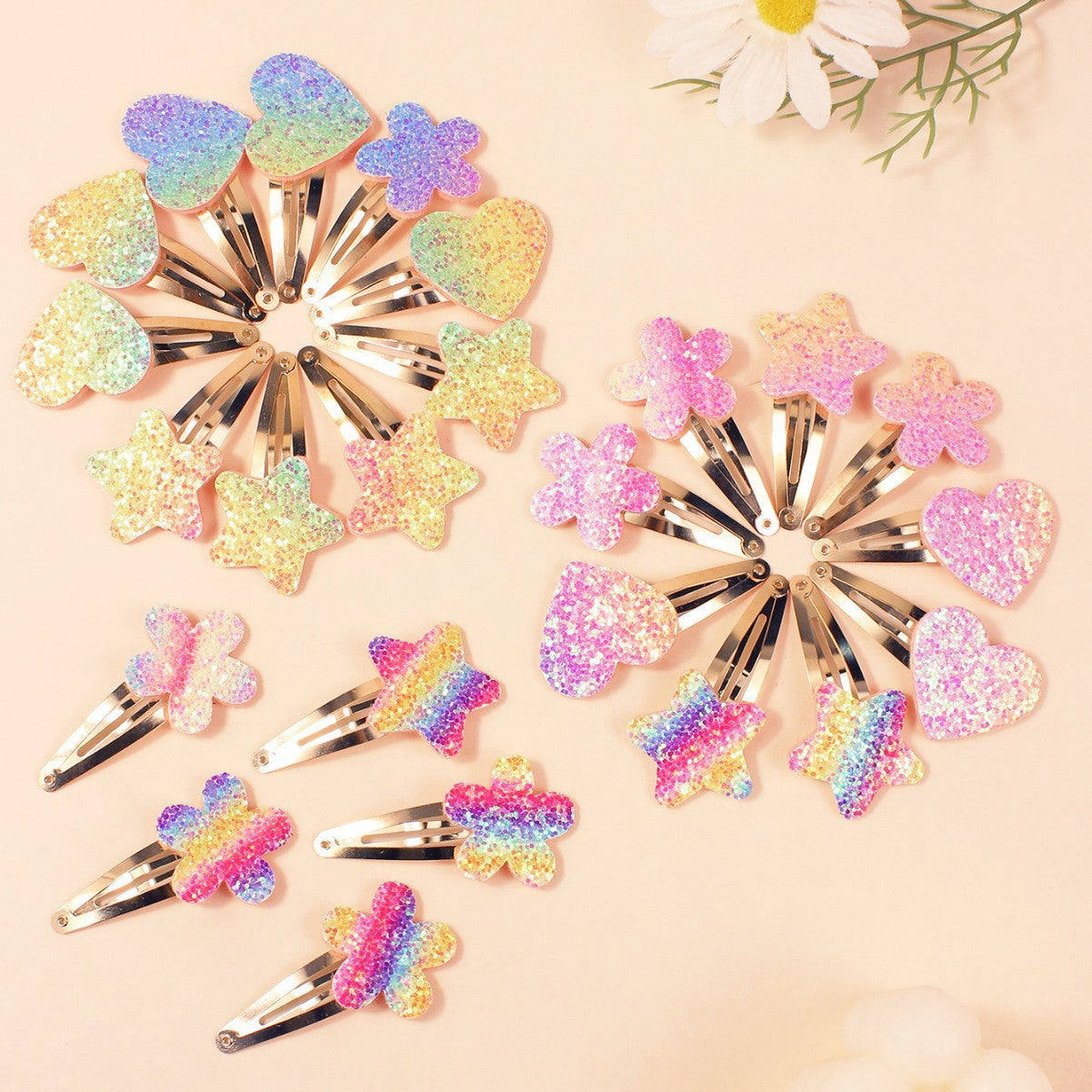 Glitter Sparkle Tic Tac Snap Pins - Set of 6 - Twisty Locks  - Kids and Women Hair Accessories, Fashion Clothing and Jewellery India