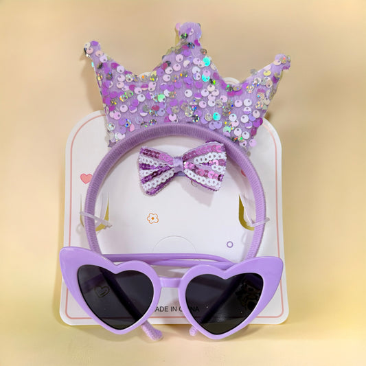 Glittery Crown, Sunglasses and Bow Set of 3 - Twisty Locks  - Kids and Women Hair Accessories, Fashion Clothing and Jewellery India