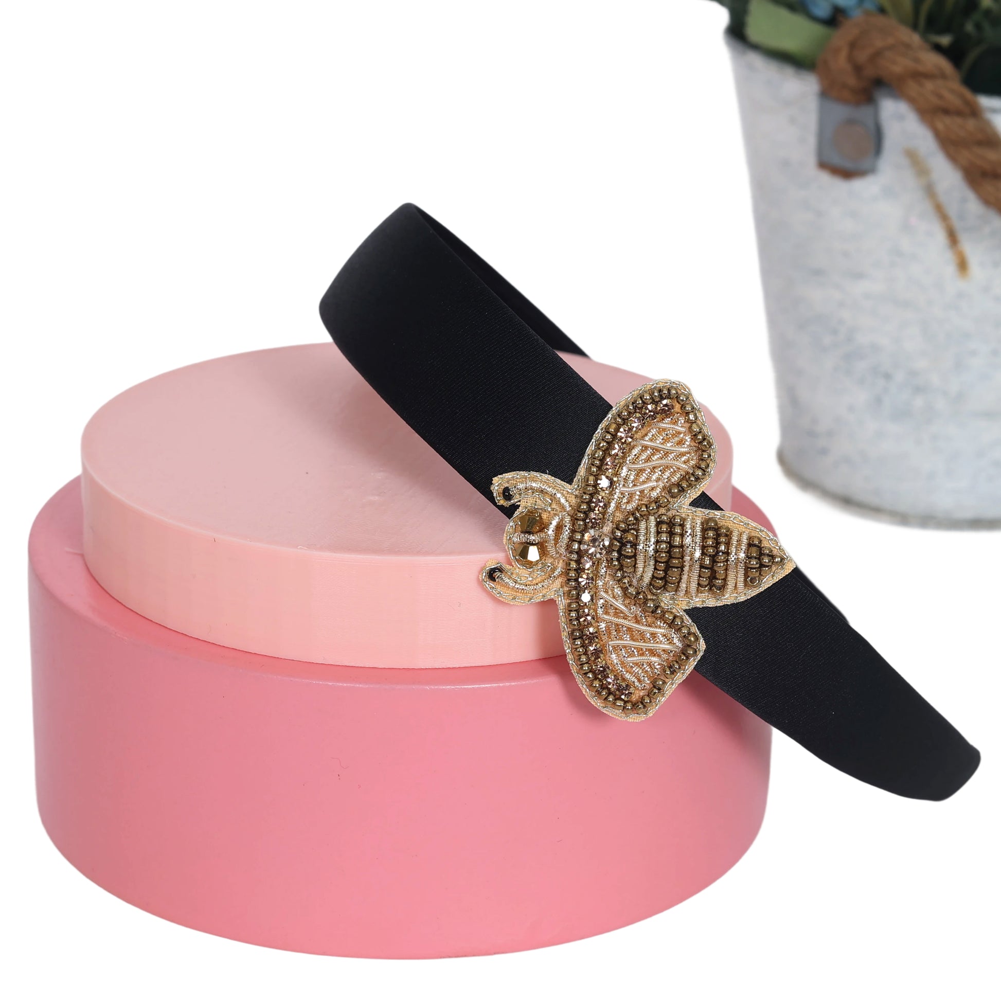 Gold Bee Black Hairband - Twisty Locks  - Kids and Women Hair Accessories, Fashion Clothing and Jewellery India