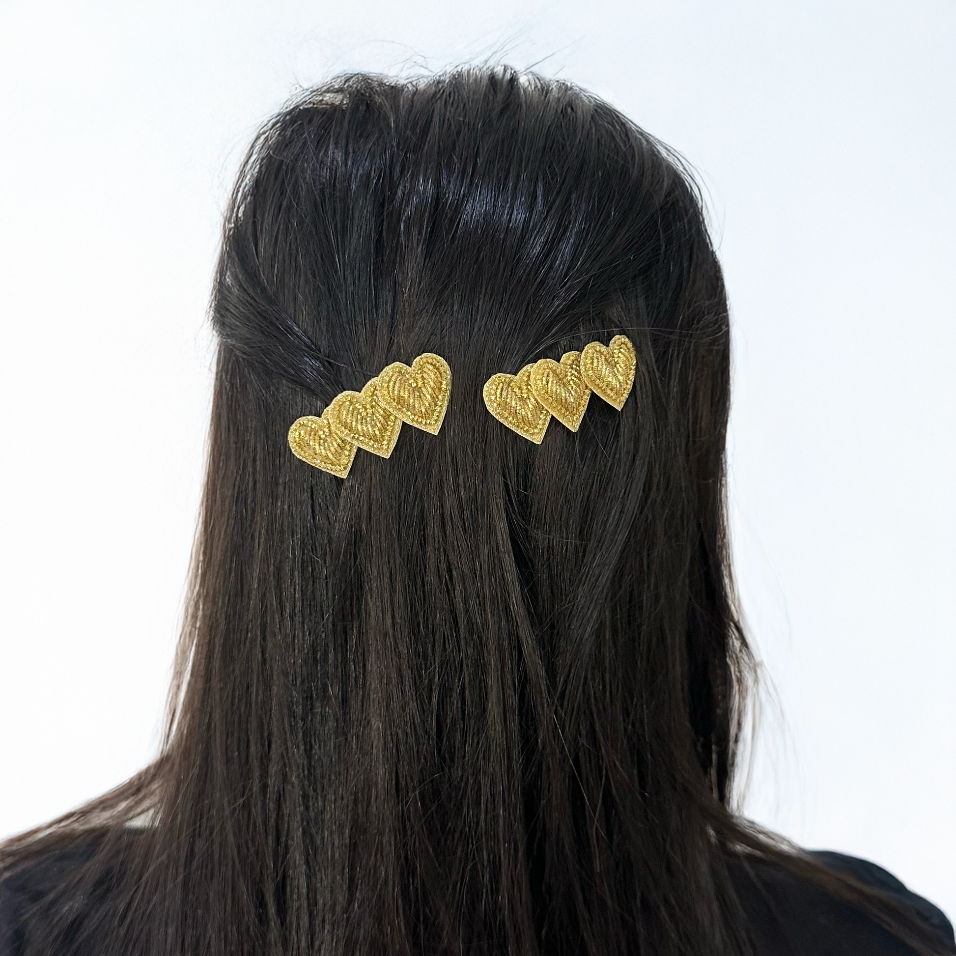 Golden Heart Clips - Set of 2 - Twisty Locks  - Kids and Women Hair Accessories, Fashion Clothing and Jewellery India