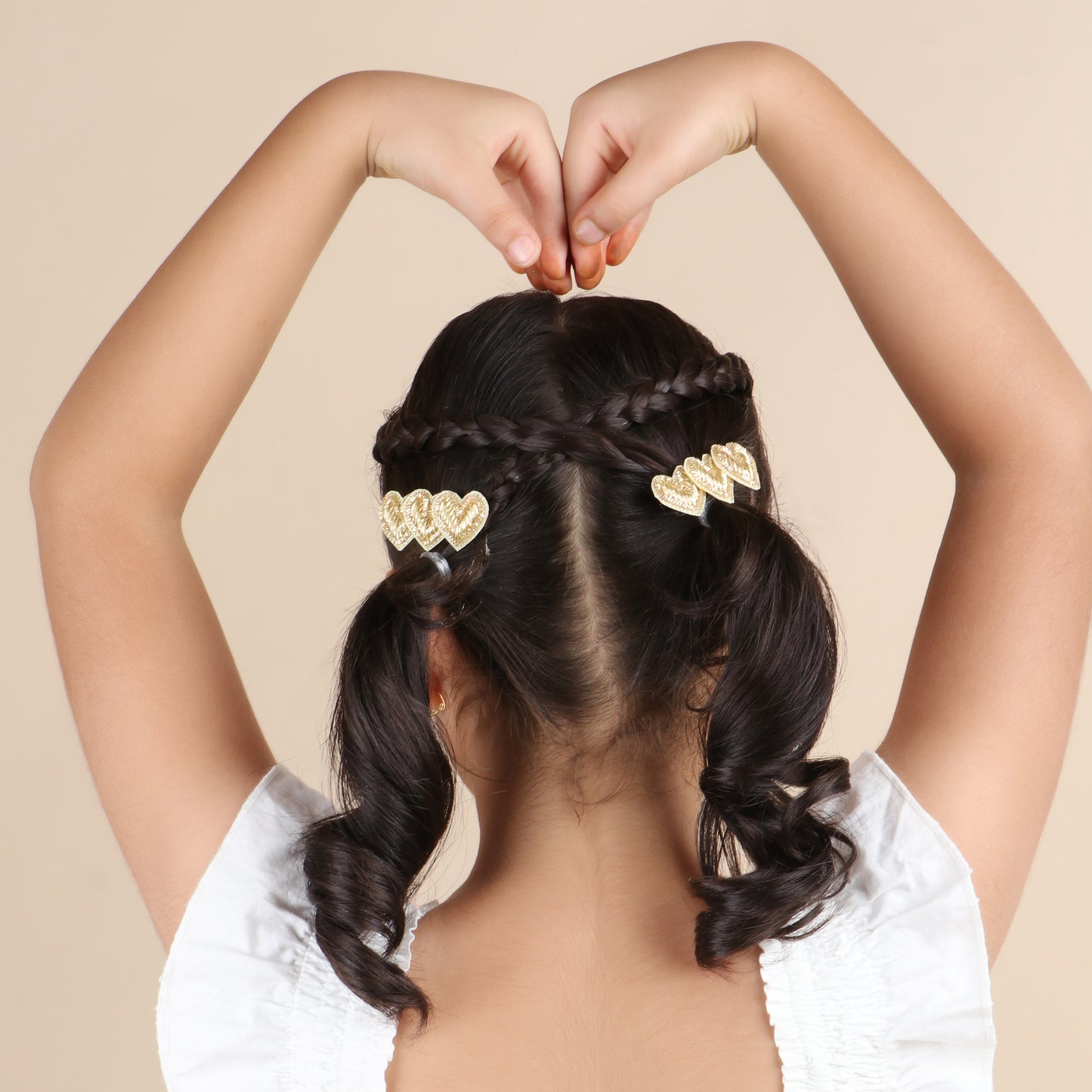 Golden Heart Clips - Set of 2 - Twisty Locks  - Kids and Women Hair Accessories, Fashion Clothing and Jewellery India