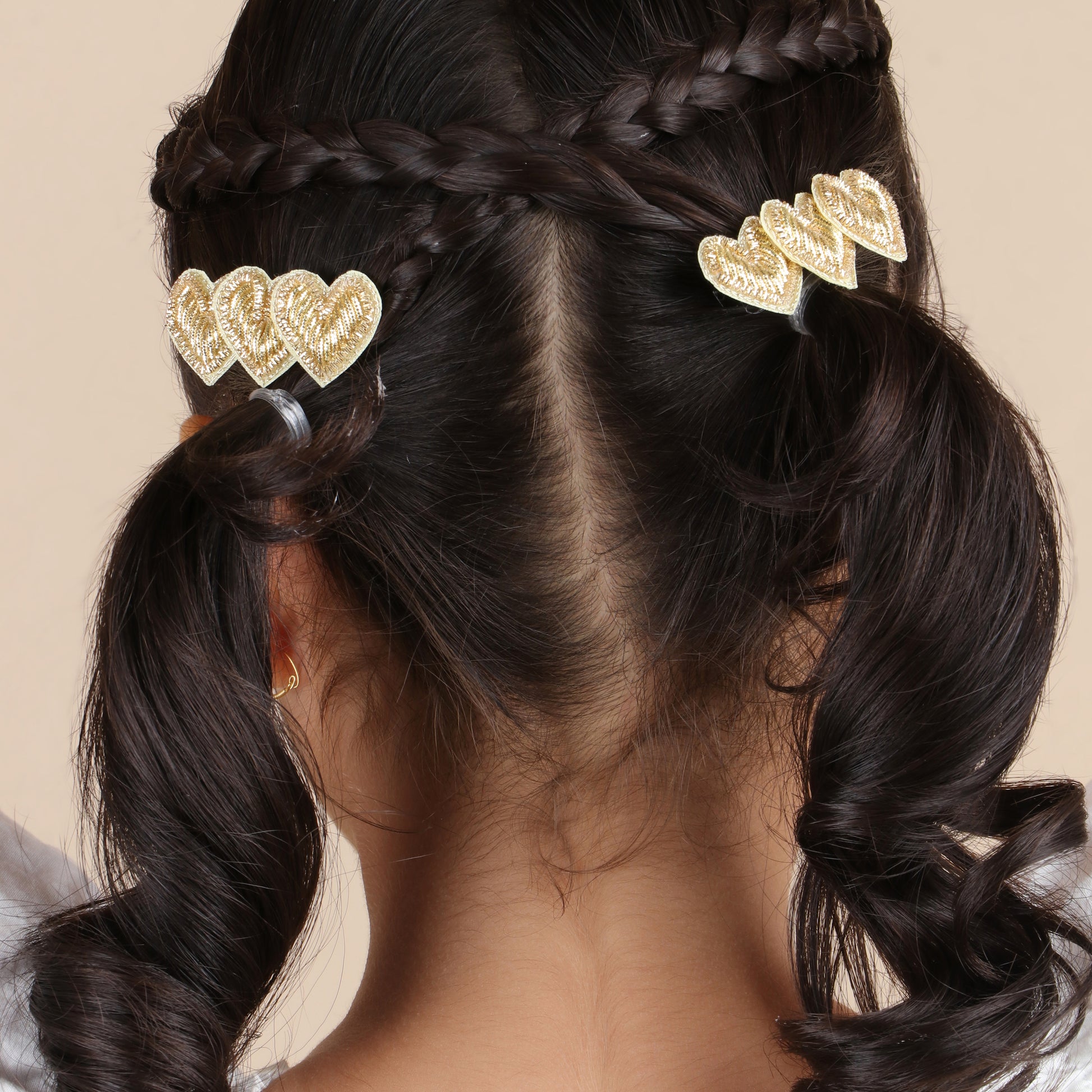 Golden Heart Clips - Set of 2 - Twisty Locks  - Kids and Women Hair Accessories, Fashion Clothing and Jewellery India