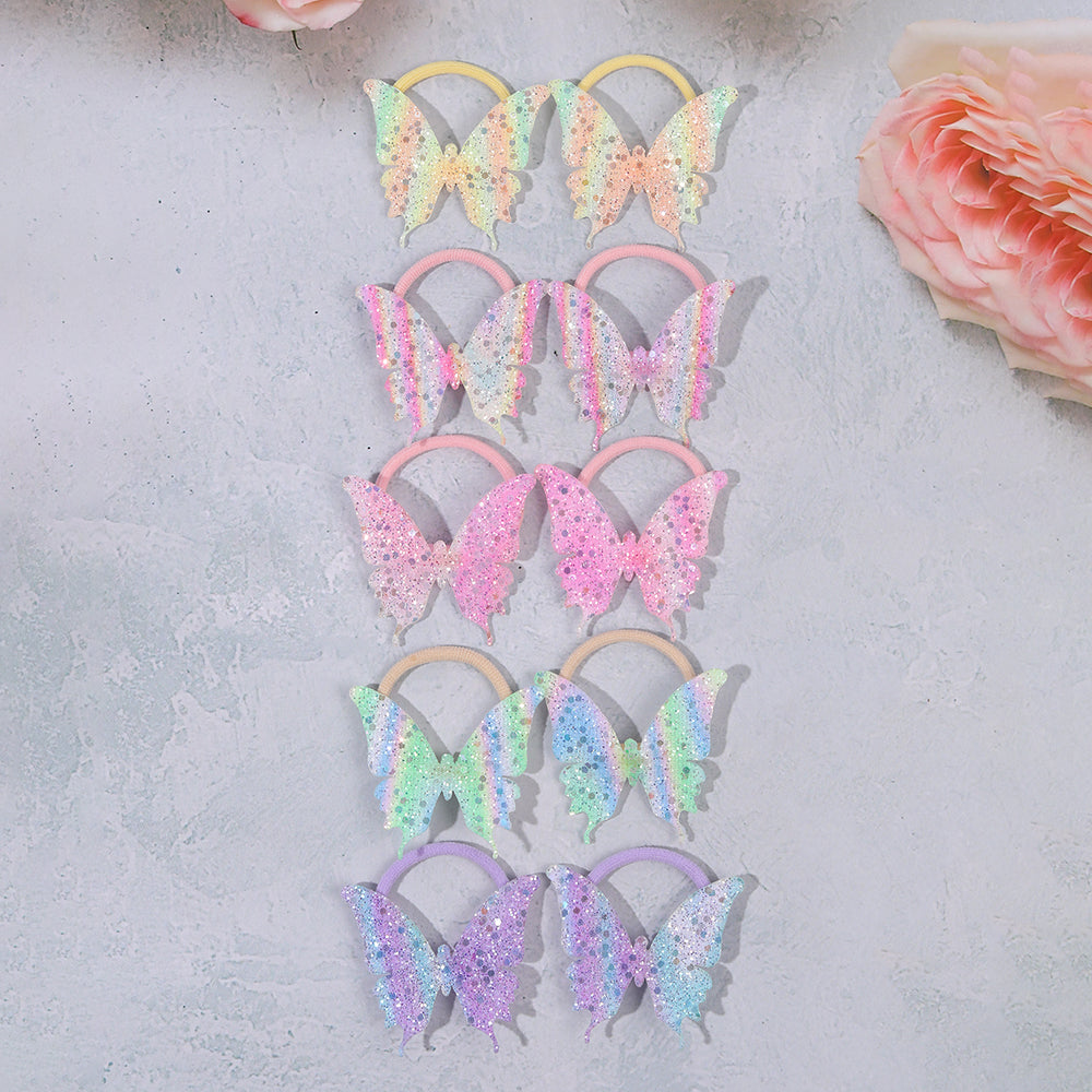 Holographic Butterfly Hair Ties Set of 10