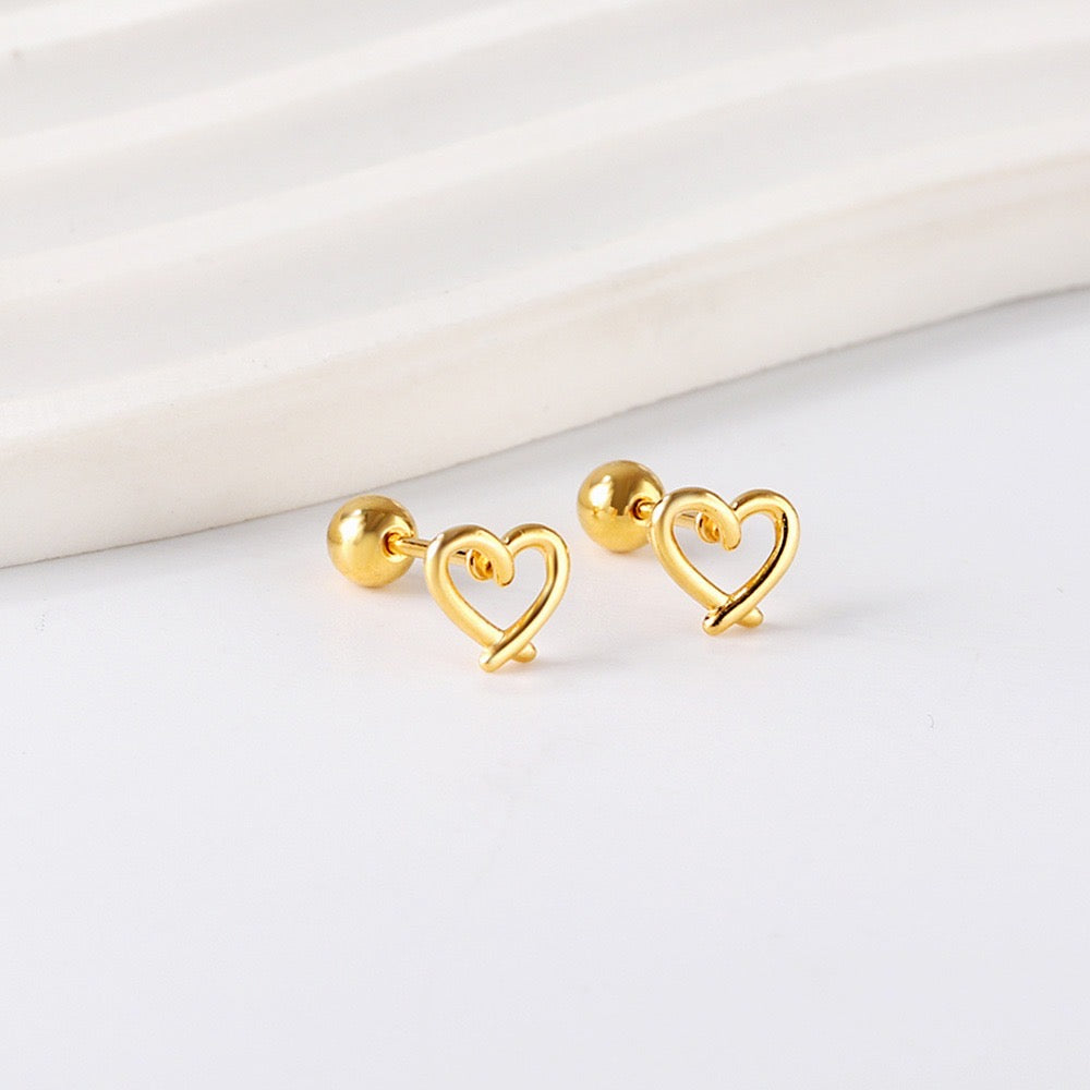 Heart Knot 18K Gold Plated Children's Earrings - Twisty Locks  - Kids and Women Hair Accessories, Fashion Clothing and Jewellery India