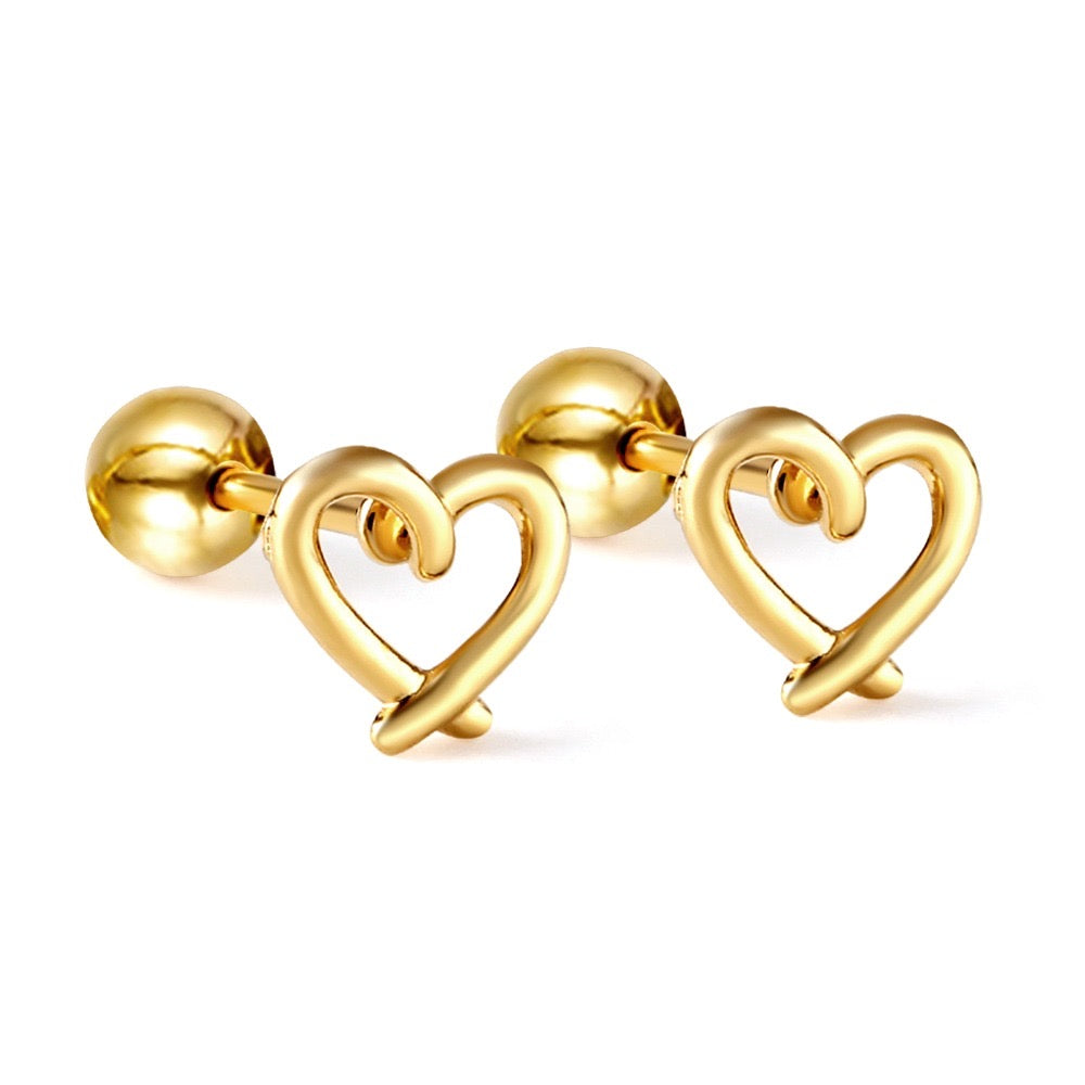 Heart Knot 18K Gold Plated Children's Earrings - Twisty Locks  - Kids and Women Hair Accessories, Fashion Clothing and Jewellery India