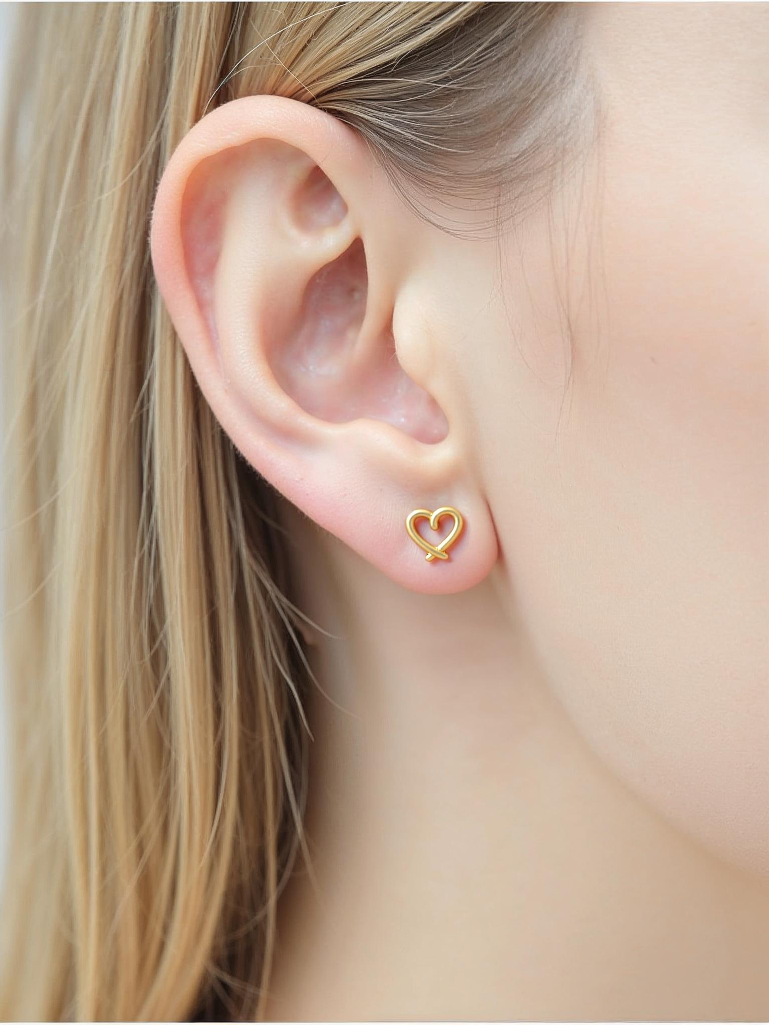 Heart Knot 18K Gold Plated Children's Earrings - Twisty Locks  - Kids and Women Hair Accessories, Fashion Clothing and Jewellery India