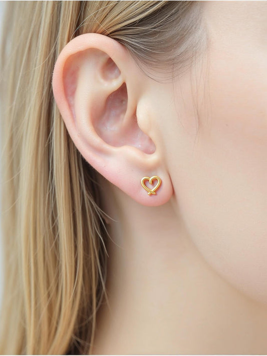 Heart Knot 18K Gold Plated Children's Earrings - Twisty Locks  - Kids and Women Hair Accessories, Fashion Clothing and Jewellery India