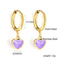 Lavender Hearts gold earrings detail – lavender heart close-up by Twisty Locks