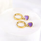 Lavender Hearts gold earrings side angle – poke free kids jewellery by Twisty Locks