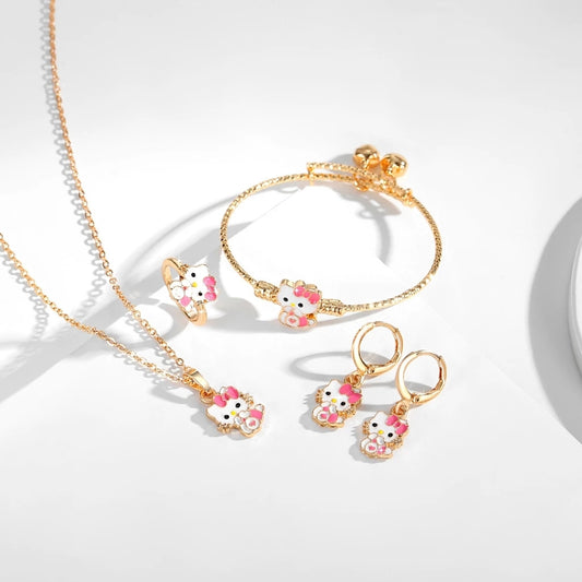 Kitty Jewellery Set- Pink - Twisty Locks  - Kids and Women Hair Accessories, Fashion Clothing and Jewellery India