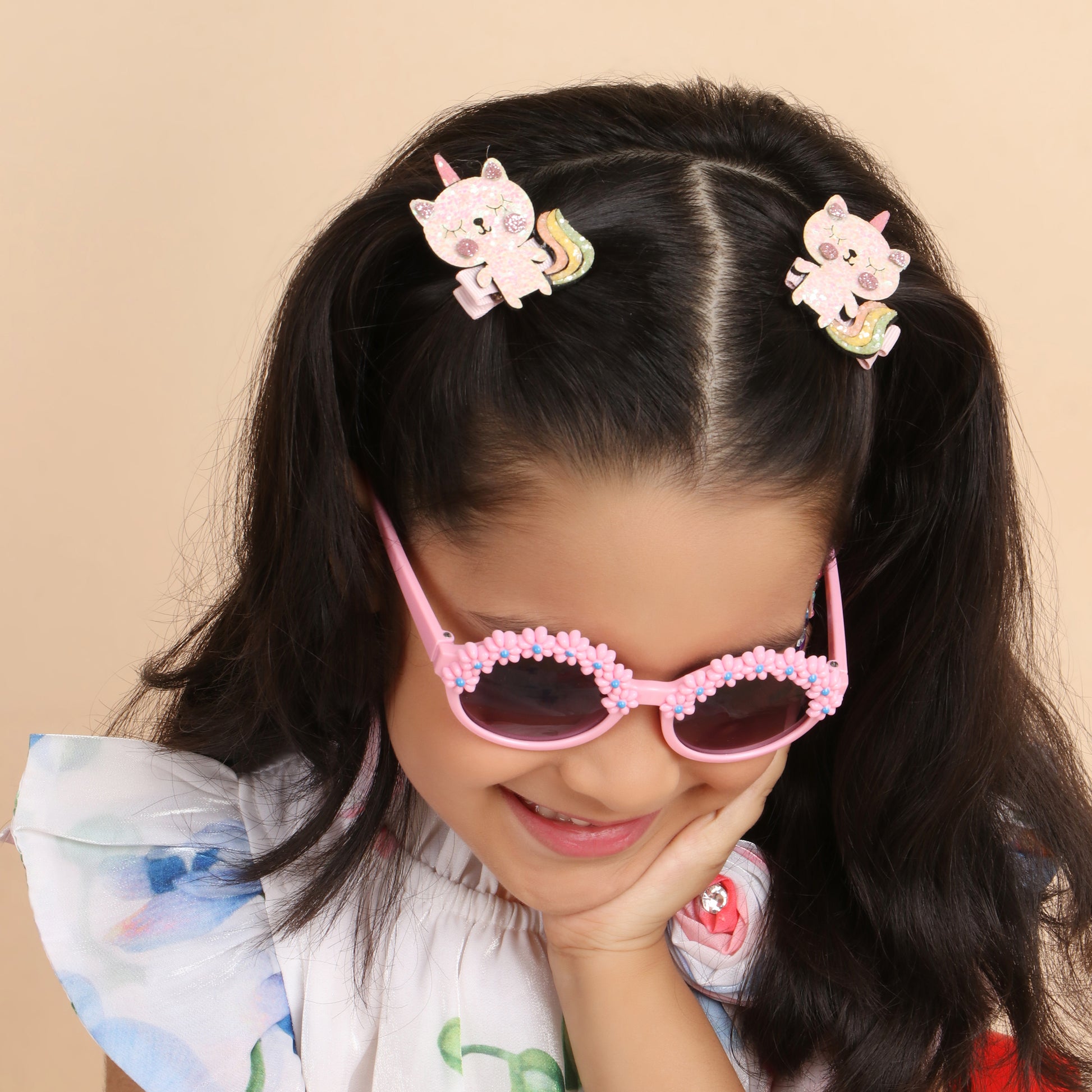 Kitty Unicorn Clips - Set of 2 - Twisty Locks  - Kids and Women Hair Accessories, Fashion Clothing and Jewellery India