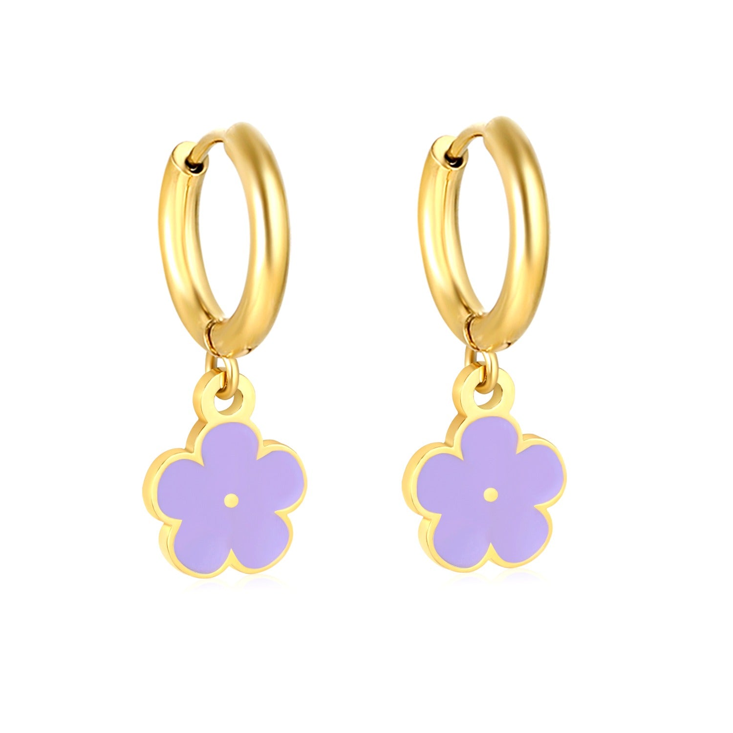 Lavender Flower Hoops 18K Gold Plated Children's Earrings - Twisty Locks  - Kids and Women Hair Accessories, Fashion Clothing and Jewellery India