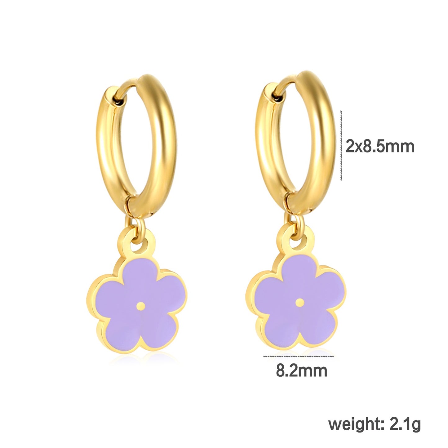 Lavender Flower Hoops 18K Gold Plated Children's Earrings - Twisty Locks  - Kids and Women Hair Accessories, Fashion Clothing and Jewellery India