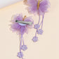 Lavender Organza Butterfly Clips with Floral Tail - Set of 2 - Twisty Locks  - Kids and Women Hair Accessories, Fashion Clothing and Jewellery India