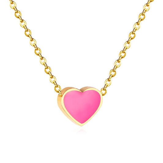 Pink Heart kids necklace close-up – delicate gold necklace by Twisty Locks