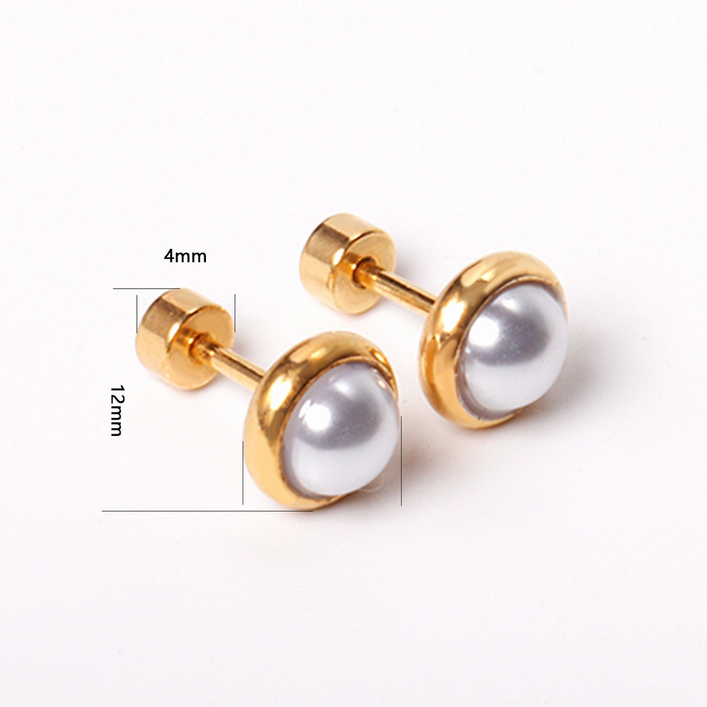 Elegant Pearl Stud 18K Gold Plated Children's Earrings