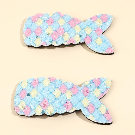 Mermaid Tail Glittery Blue Tic Tac Clips – Set of 2 - Twisty Locks  - Kids and Women Hair Accessories, Fashion Clothing and Jewellery India