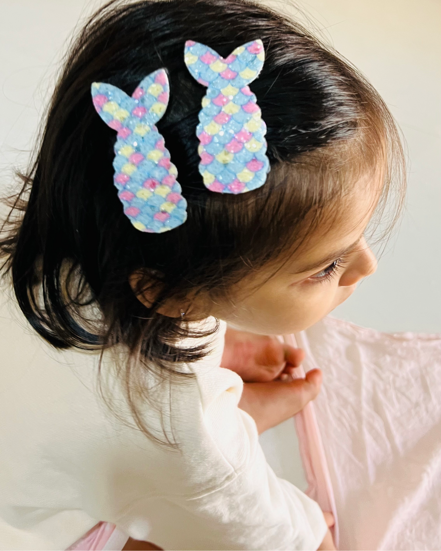 Mermaid Tail Glittery Blue Tic Tac Clips – Set of 2 - Twisty Locks  - Kids and Women Hair Accessories, Fashion Clothing and Jewellery India