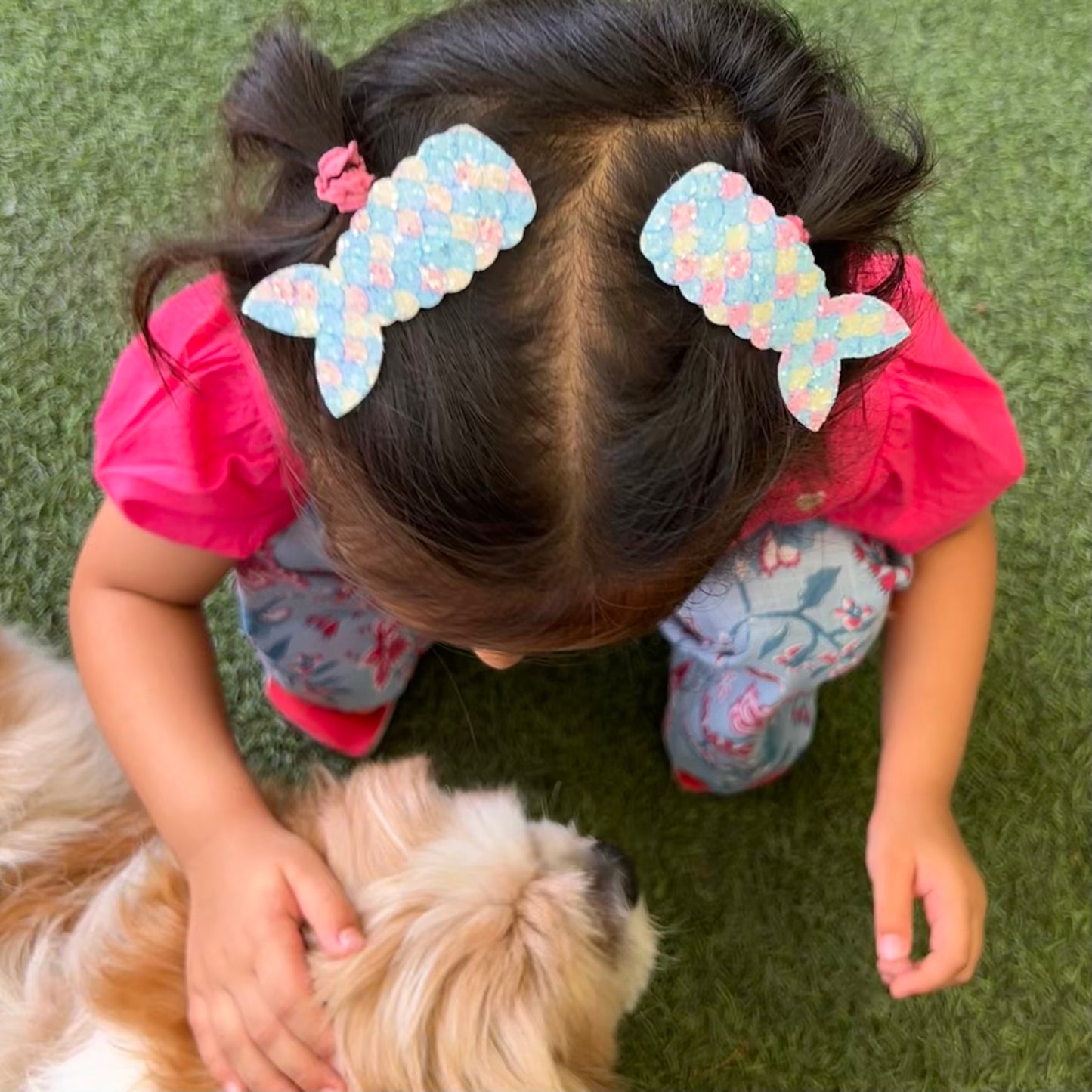 Mermaid Tail Glittery Blue Tic Tac Clips – Set of 2 - Twisty Locks  - Kids and Women Hair Accessories, Fashion Clothing and Jewellery India