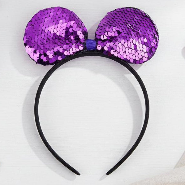 Minnie Purple Sequin Party Hairband - Twisty Locks  - Kids and Women Hair Accessories, Fashion Clothing and Jewellery India