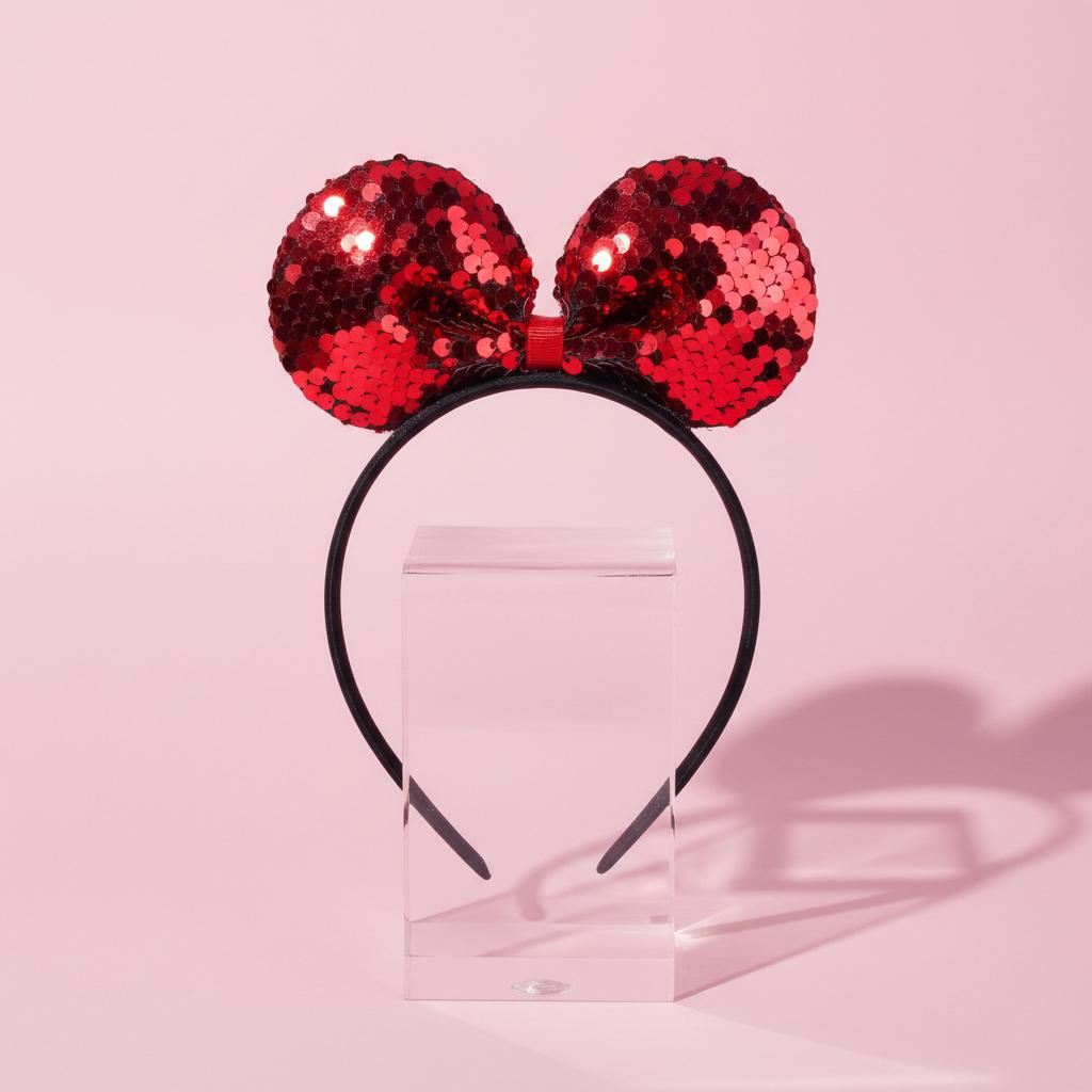 Minnie Red Sequin Party Hairband - Twisty Locks  - Kids and Women Hair Accessories, Fashion Clothing and Jewellery India
