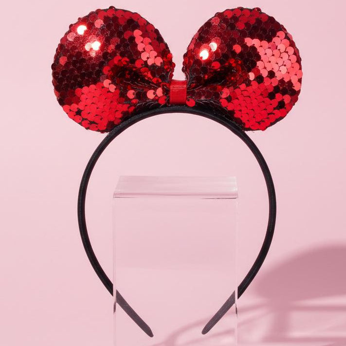 Minnie Red Sequin Party Hairband - Twisty Locks  - Kids and Women Hair Accessories, Fashion Clothing and Jewellery India