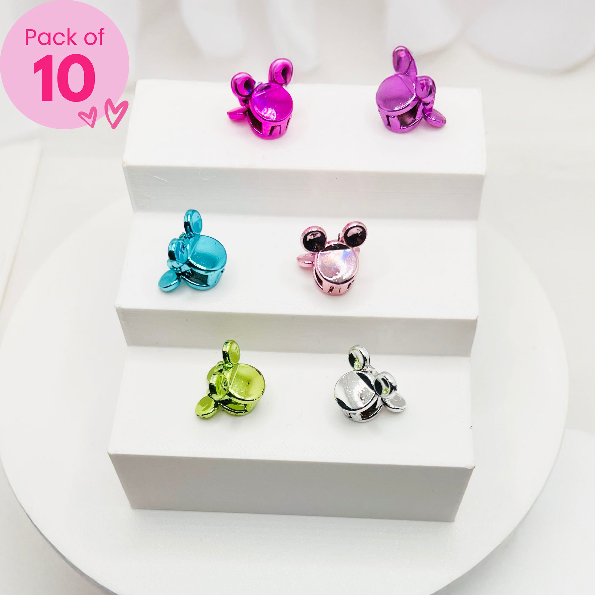 Mouse Mini Claw Clips - Set of 10 - Twisty Locks  - Kids and Women Hair Accessories, Fashion Clothing and Jewellery India