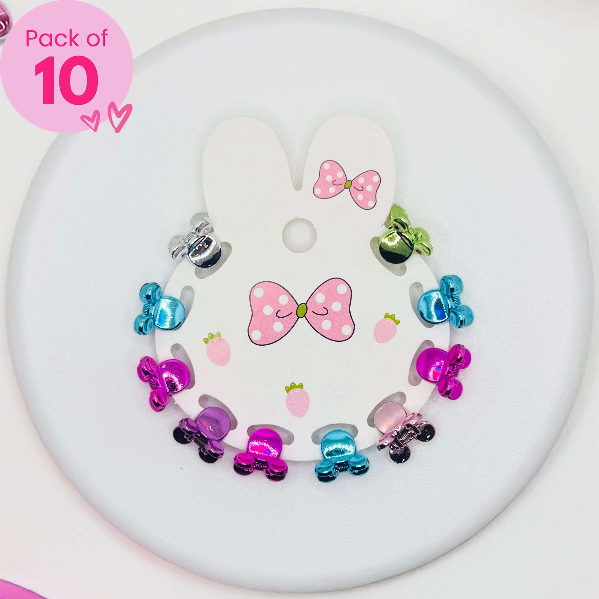Mouse Mini Claw Clips - Set of 10 - Twisty Locks  - Kids and Women Hair Accessories, Fashion Clothing and Jewellery India