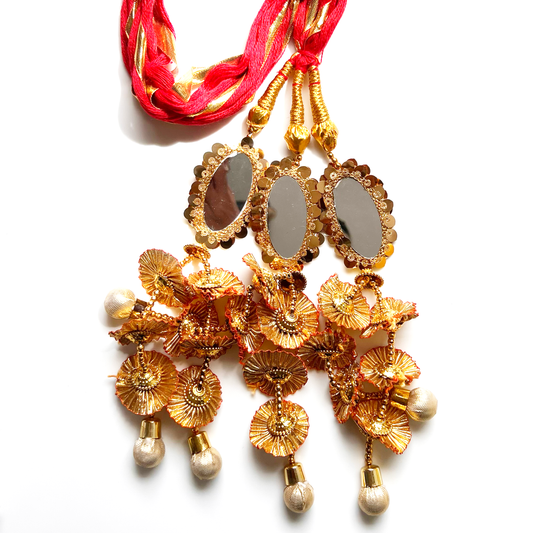 Oval Mirror Parandi Braid- Red - Twisty Locks  - Kids and Women Hair Accessories, Fashion Clothing and Jewellery India